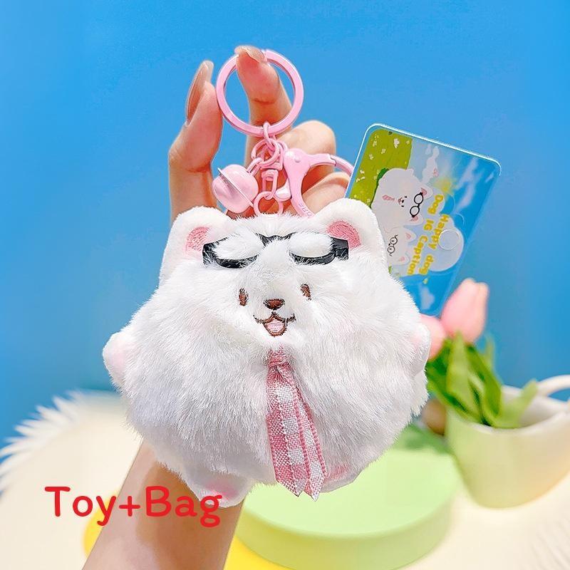 

Character Samoyed Plush Keyring With Magnetic Design For Backpack And Key Holder Bowtie Call