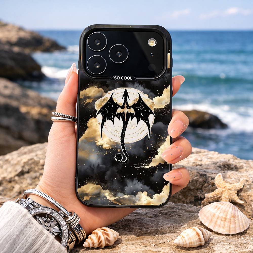 D-Dragon F-Fourth W-Wing Phone Case For iPhone17 16 15 14 13 12 Pro Max Grey Black Matte Laser Metallic Aurora Funda iPhone16e