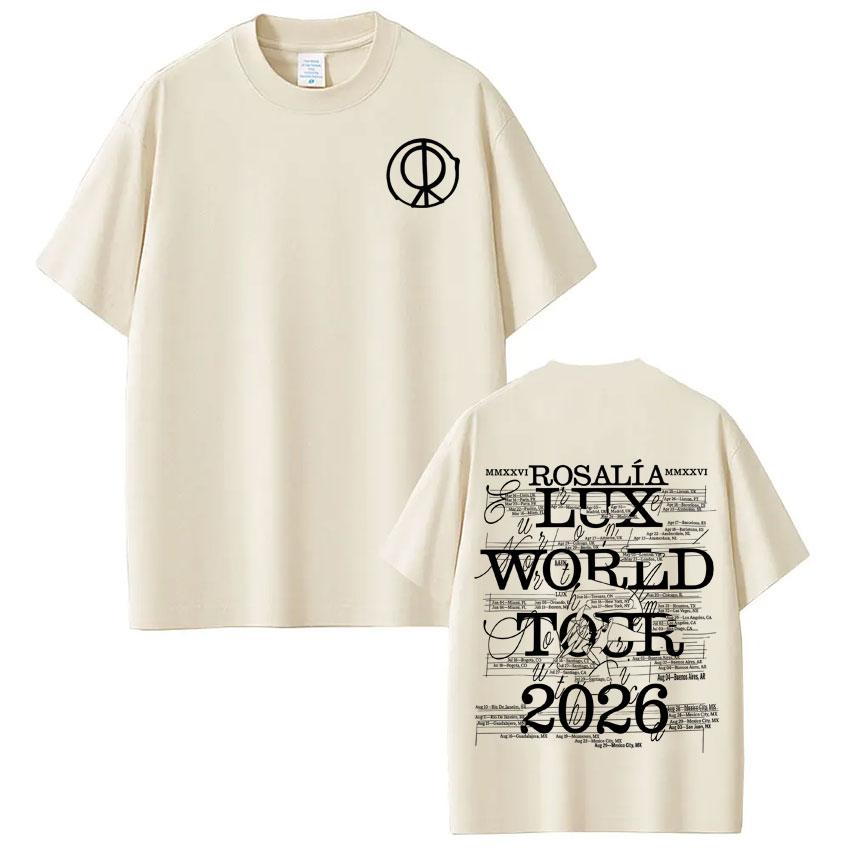 Singer Rosalia Lux Album 2026 Tour Print Tshirt Unisex Unisex Fashion TShirt ShortSleeved Casual Cotton Harajuku Comfort TShirts S