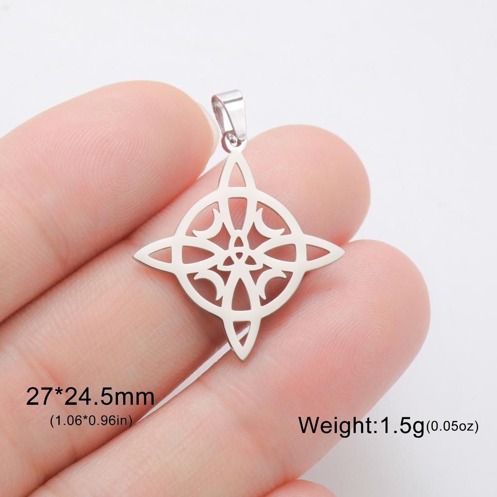 LIKGREAT 1Pcs Witch Celtics Knot Pendant Stainless Steel Wiccan Hanging Charm for Necklace Bracelet Earring Jewelry Making
