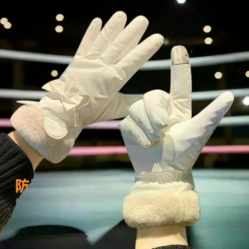 Winter Warme Dicke Handschuhe Niedlicher Kleiner Bär Plüsch Handgelenk Wasserdicht Touchscreen Schutz Warme Handschuhe Outdoor Skiausrüstung