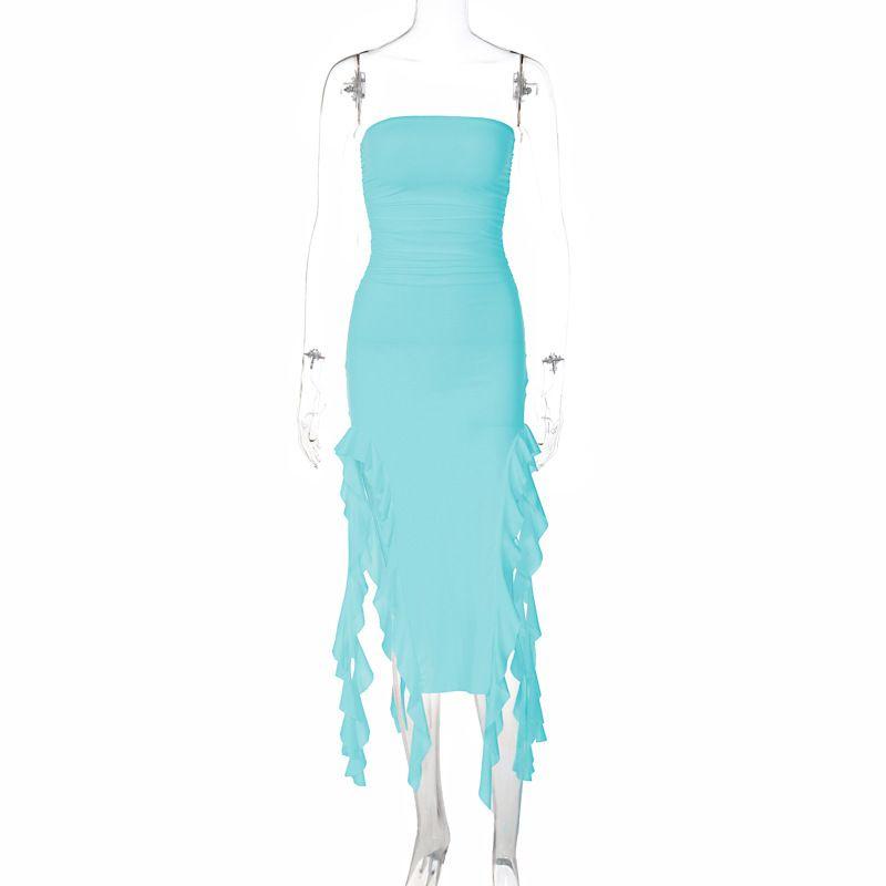 Fashion Style Women's Clothing 2024 Summer New Fashion Sexy Stylish Wrapped Chest Irregular Dress