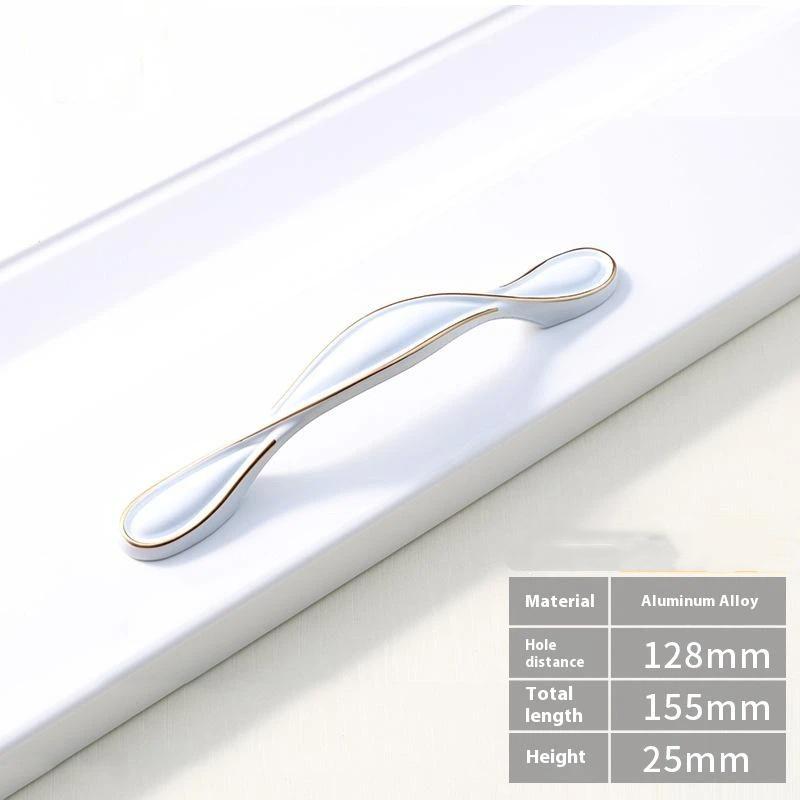 Modern Nordic Cabinet Handles White Amber Aluminum Alloy Black Drawer Pulls For Furniture Door Knocker