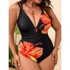 Damen S Floral Print Sexy Rückenfrei Eng Übergröße Badeanzug