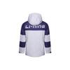 Li Ning Sport Fashion Series Letter Print Color Block Splicing Hooded Windproof Warm Down Jacket Men Outerwear Gray AYMR325-1