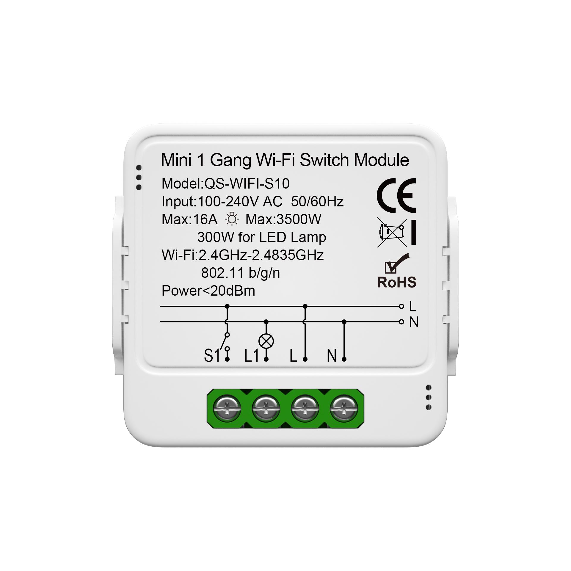 

Tuya Smart WiFi Mini Switch 1/2/3 Gang Module 2Way Control Switches Breaker SmartLife Voice Control Works with Alexa Google Home