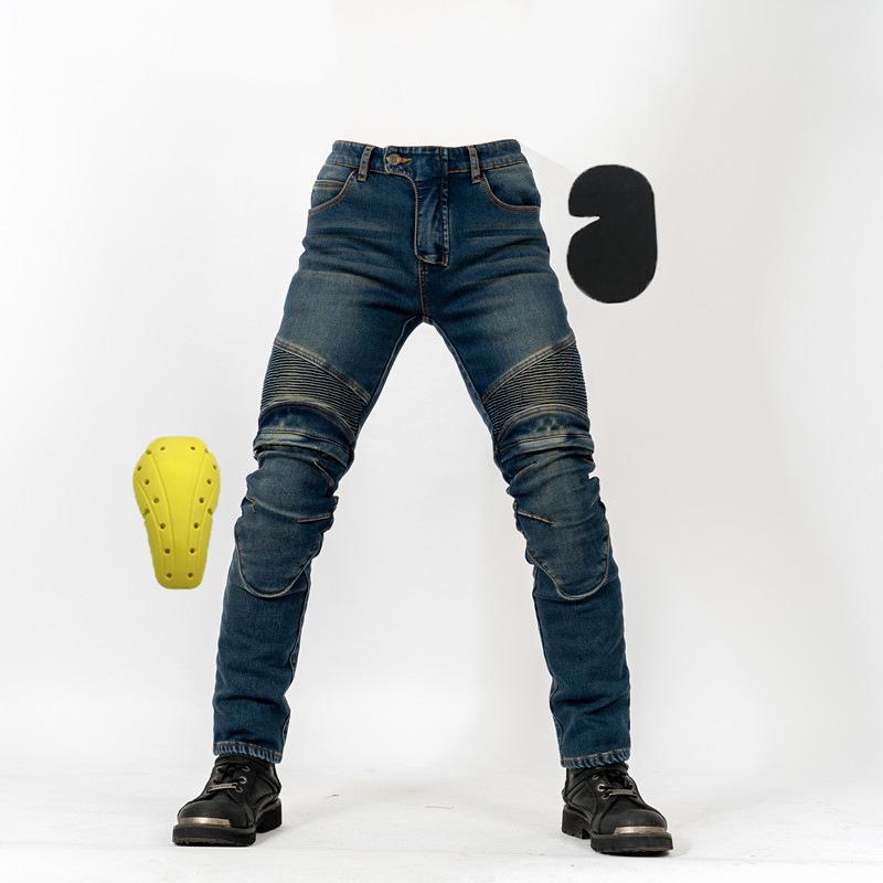 

Мужские зимние мотоциклетные джинсы из кевла на флисовой подкладке с наколенниками XXXL синий