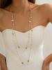 Long Gold Pearl Necklaces for Women Trendy Dainty Layered Pearl Statement Strand Chain Fashion Jewelry Gift Sweater Accessories