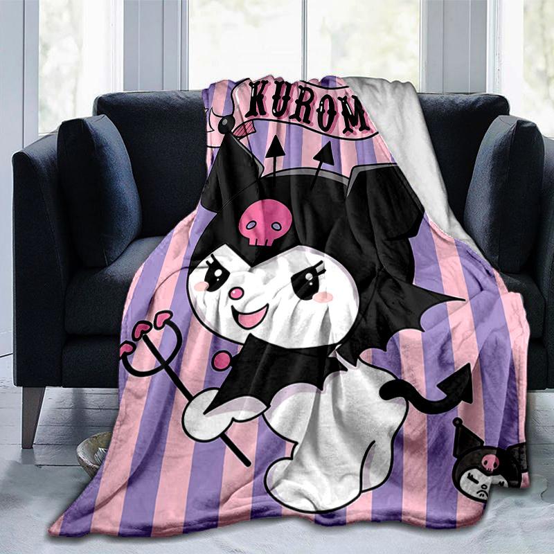 1pc The Cute Devil Kuromi Blanket, Soft Throw for Home Decor, Perfect Gift for Family and Friend, Seasonal Use, Cozy Bedding Cover, Living Room, Trave