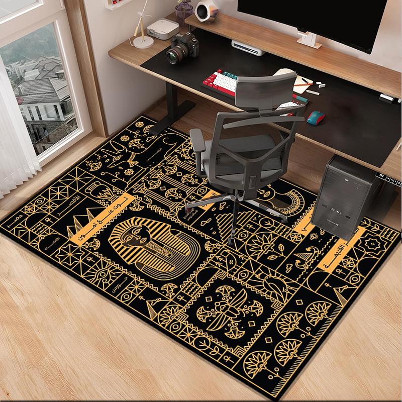 Ancient Egyptian Hieroglyphics Office Rug Chair Mat, Entryway Carpet, Suitable for Front Door, Bedroom, Living Room, Desk, Holiday Gift