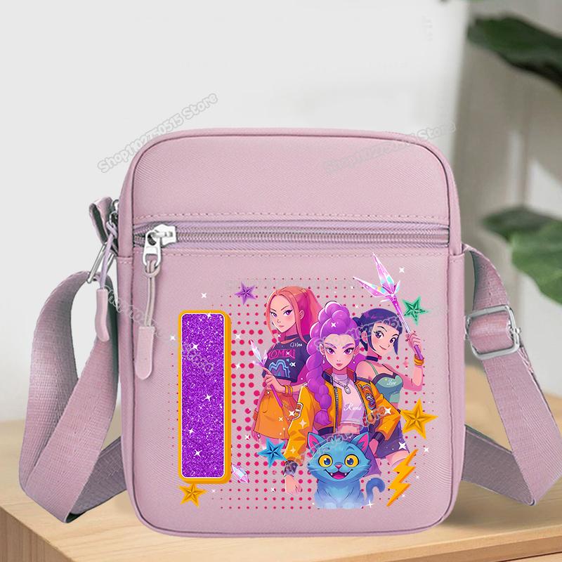 KPop Demon Hunters Letter A-Z Crossbody Bag Women Oxford Cloth Chest Packs Rumi Mira Zoey Girl Phone Shoulder Cartoon Kid Friendly Entertaining Fun