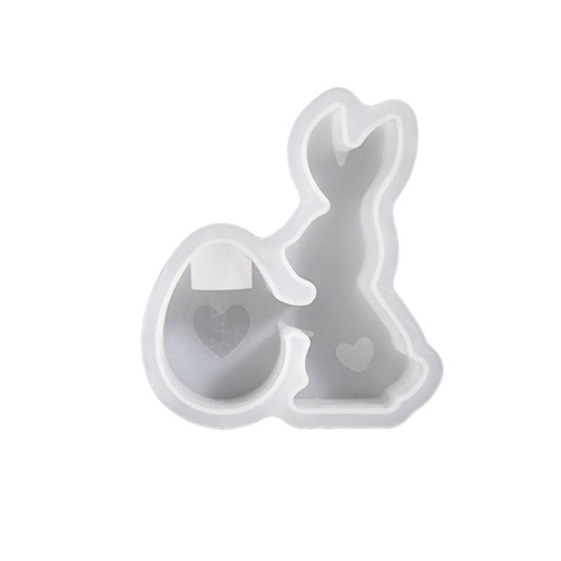Easter Long-eared Rabbit Egg Candle Holder Mold Cement Plaster Rabbit Love Egg Candle Holder Silicone Mold