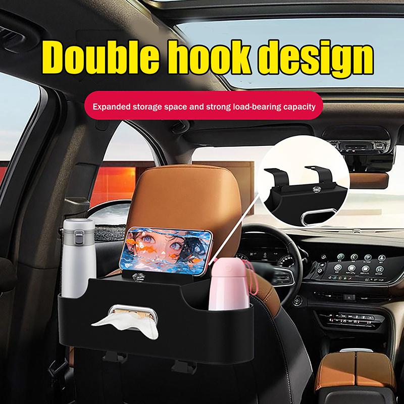 Car Backseat Hanging Seat Hook Storage Cup Holder Phone Holder Universal Car Interior Seat Back Organizer 4-In-1 Storage Box