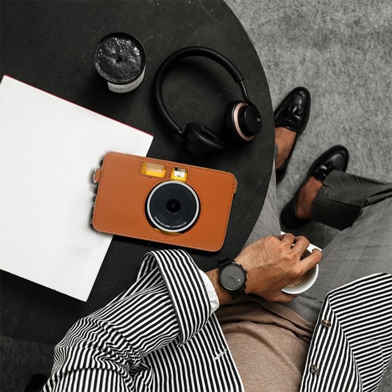 PU Leather Case Camera Bag with Shoulder for MS200 Solid Color Carrying Case Portable