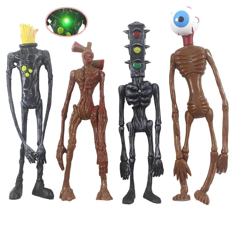 4pcs/set Siren Head Action Figure Toy 20cm Sirenhead Figure Horror Model Doll with Light Movable Joints Foundation Toys