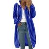 Ladies Fashion V Neck Hooded Jacket Long Sleeve Loose Fit Comfortable Fleece Coat Casual Outerwear