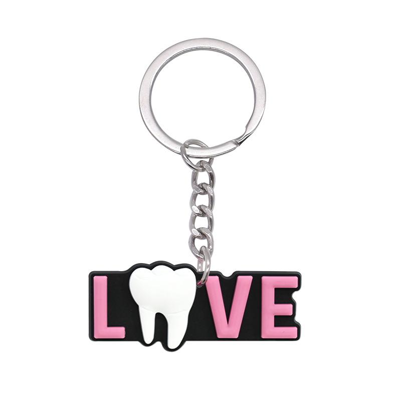 10 Pcs Dental Tooth Shape Model Simulation Keychain  Keyring Cartoon Lovely Girls Kids Gift Pendant Teeth Key Chain