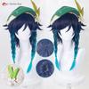 New Venti Cosplay Wig Barbatos Venti 42cm Short Blue Gradient Heat Resistant Synthetic Hair Party Wigs + Wig Cap