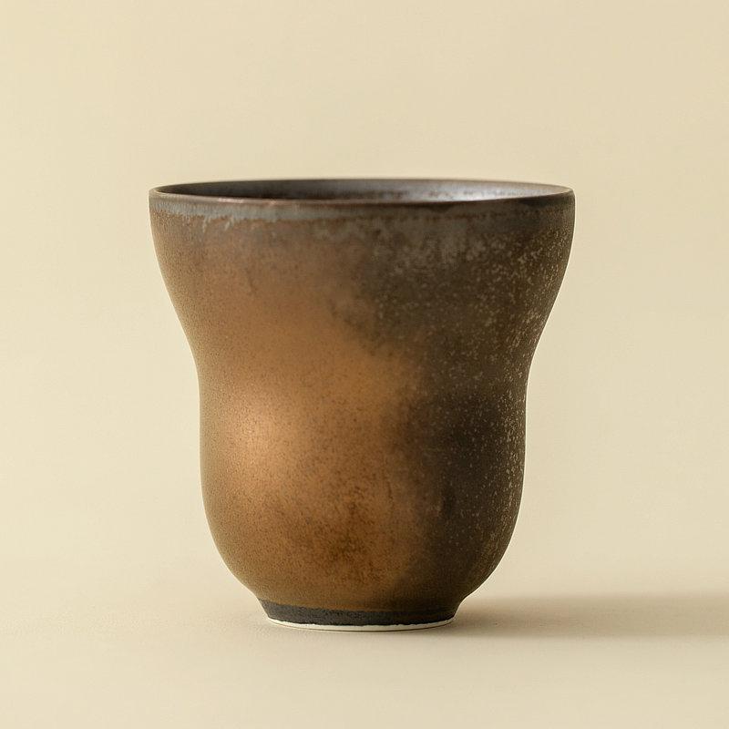 Rust Glaze Gourd Shape Ceramic Cup High Aesthetic for Tea Coffee Water Home Office Personal Use Unique Gift