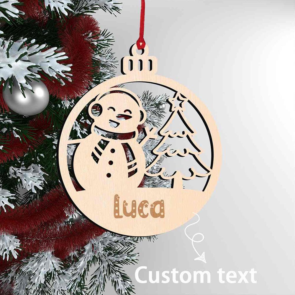 1pc Custom Wooden Round Ornament, Christmas Tree and Snowman Styles,Christmas Decoration, Durable Ornament, Holiday Party Decor