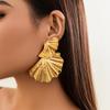 Punk Metal Ginkgo Leaf Earrings for Women - Trendy Gold Design