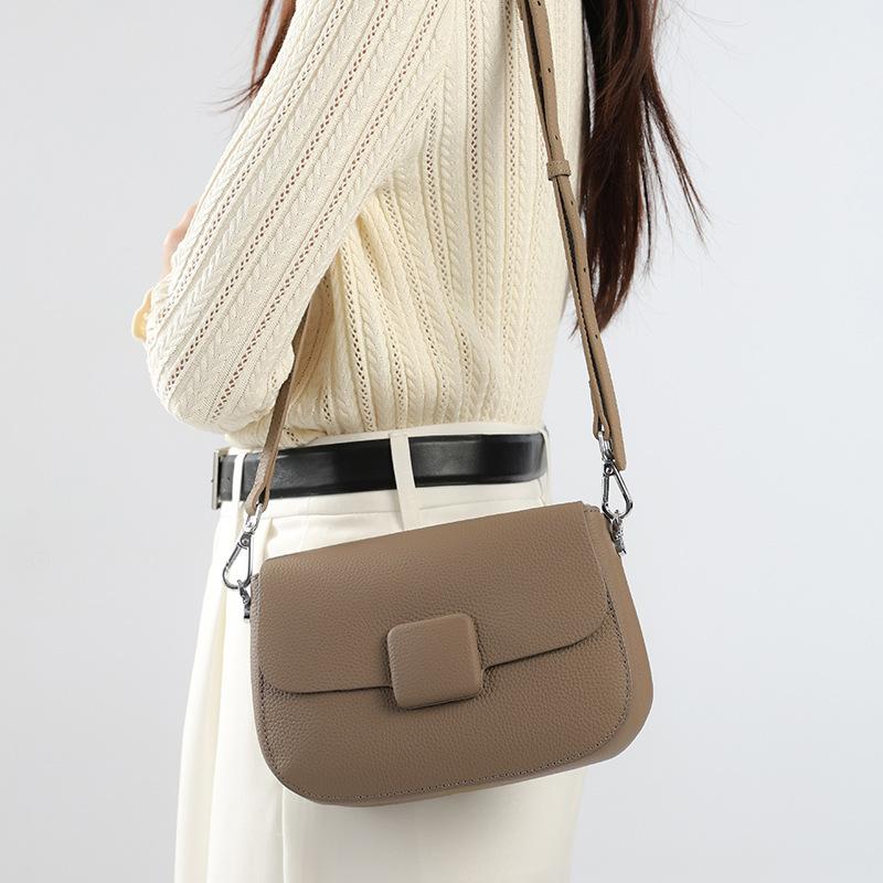 Genuine Leather Bag Fashionable Single-shoulder Crossbody Bag High-end and Versatile Saddle Bag