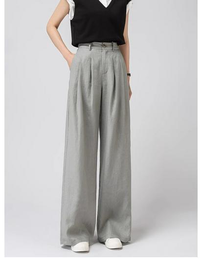 Women's 100% Linen Wide-Leg High-Waisted Loose Trousers, Summer 2026 Collection