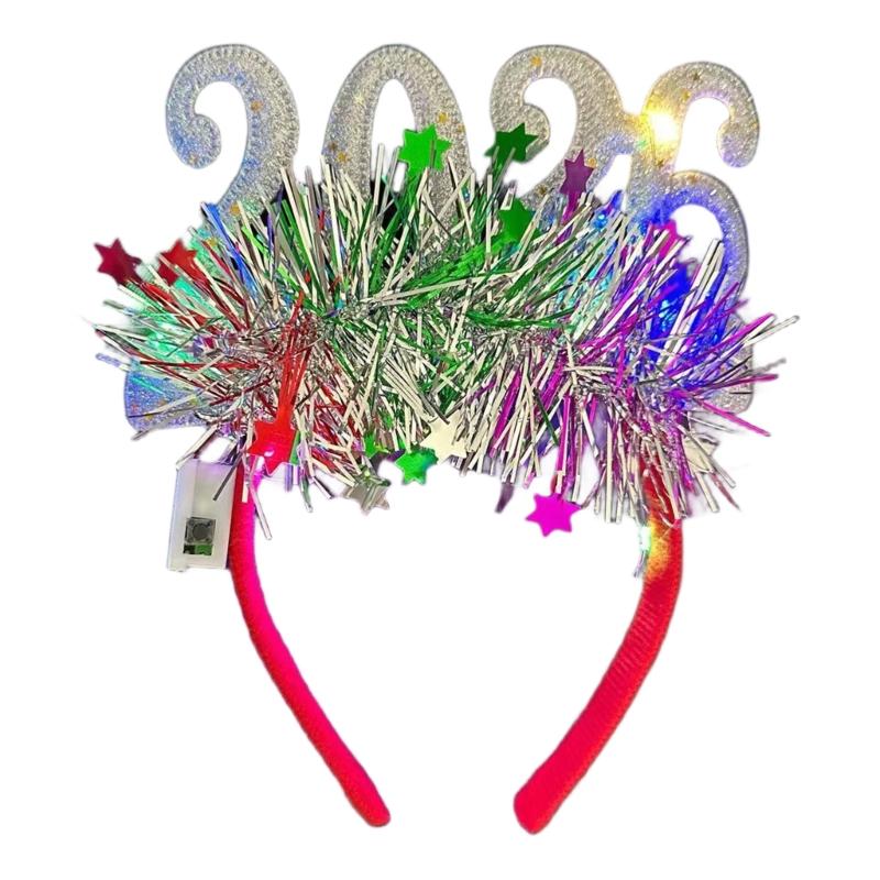 

2026 Festival Light Up Hair Ornament Plastic Headwear Headdress Props For Kids Adults Holiday Parties Family Gatherings серебряный