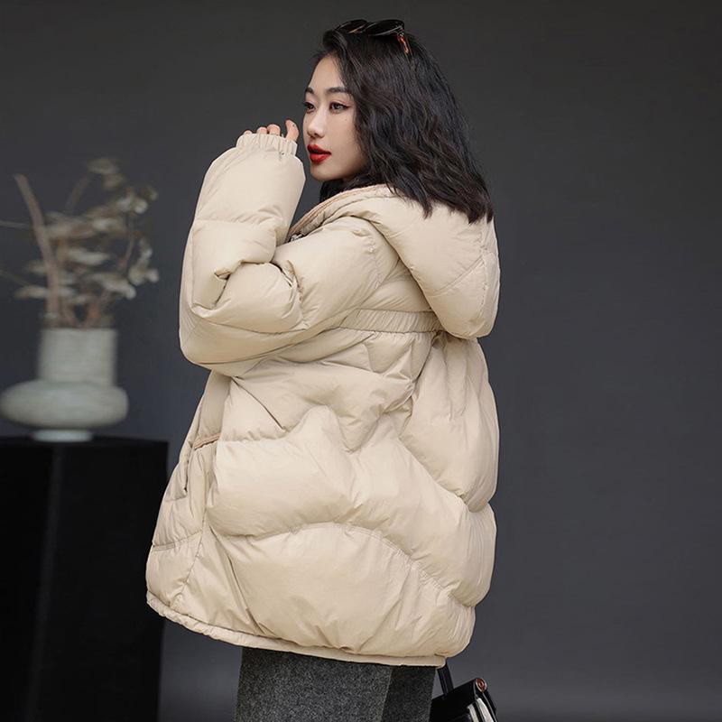 New Chinese short down jacket women's high-end 2024 winter new hooded mink hair thickened white duck down large size jacket