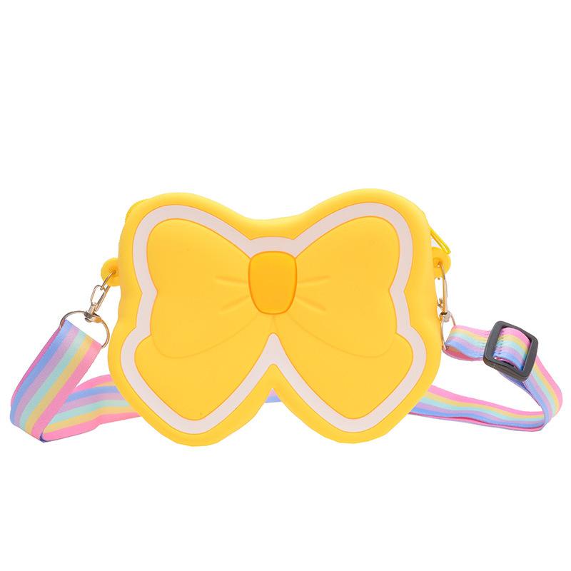 Cute Silica Gel Bow Children's Mini Shoulder Bags Candy Color Baby Girls Coin Purse Handbags Rainbow Strap Kids Crossbody Bag