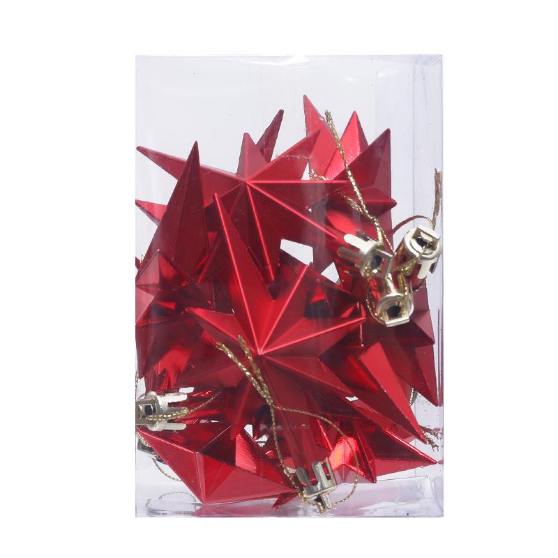 

Елочные украшения в виде восьмиугольной звезды, цветной гальванический пластиковый декор. 12 per box красный