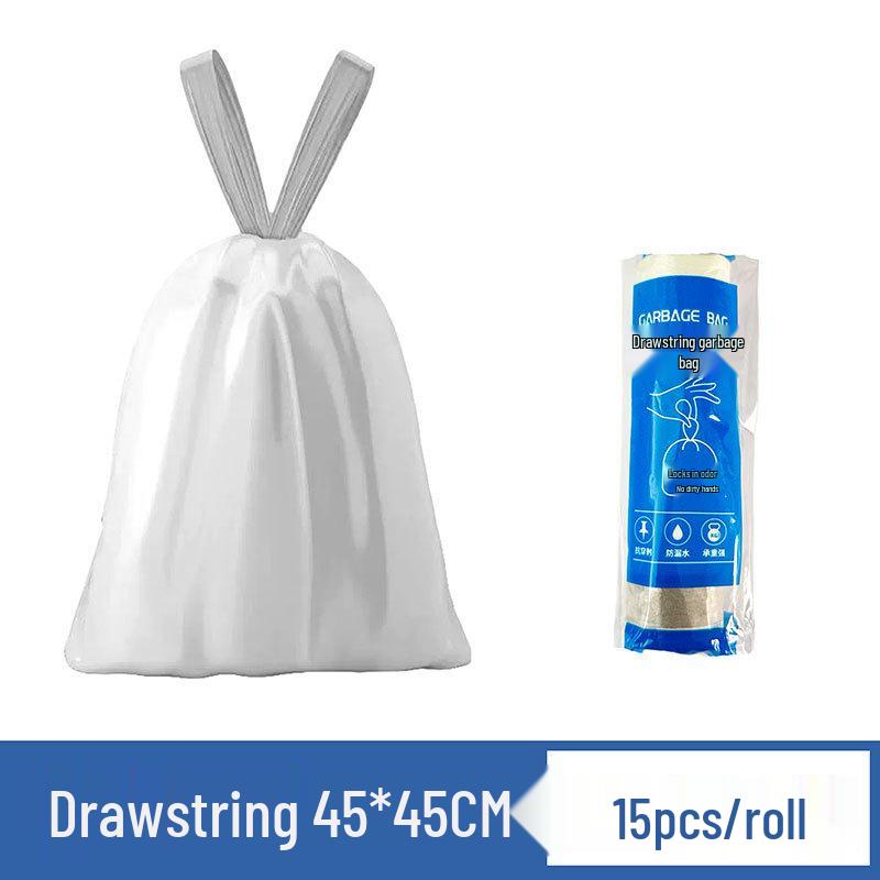 Large White Kitchen Trash Bags with Drawstring Handles - Thick, Disposable Plastic for Home Use