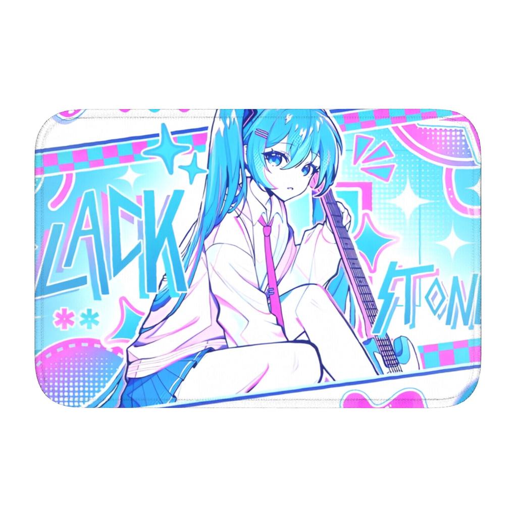 Hatsuned Mikues Cartoon Front Door Mat Anti-Slip Indoor Welcome Quick Dry Doormat Living Room  Entrance Rug Carpet Footpad