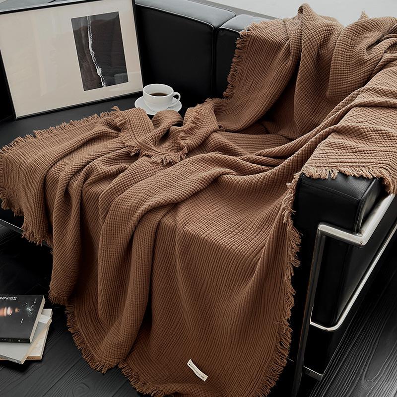 

Maillard Pure Cotton Gauze Tassel Blanket - Light Luxury Nap & AC Blanket, Class A 130x170cm