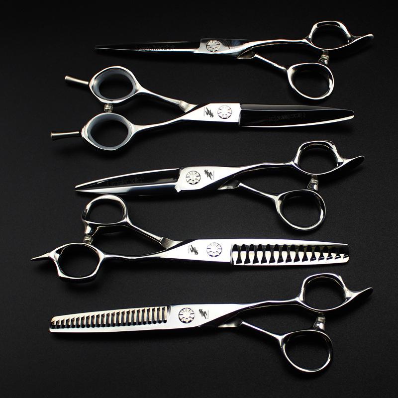 5-Piece Hair Cutting Shears Set - Personalized Barber Scissors for Bangs, Serrated & Straight Shears