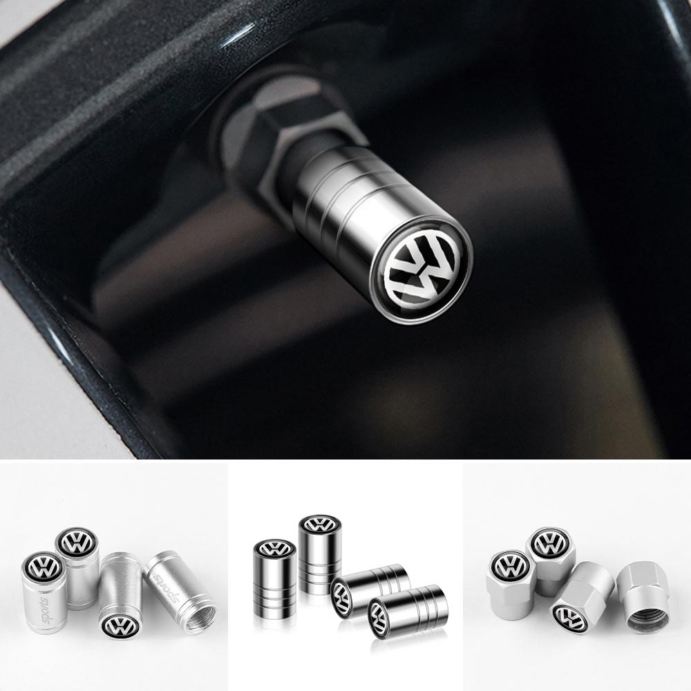 4PCS Car Wheel Tire Valve Caps Stem Cover For Volkswagen Polo Sharan Golf Scirocco Touran Touareg Rline Jetta Tcross Tiguan GTI