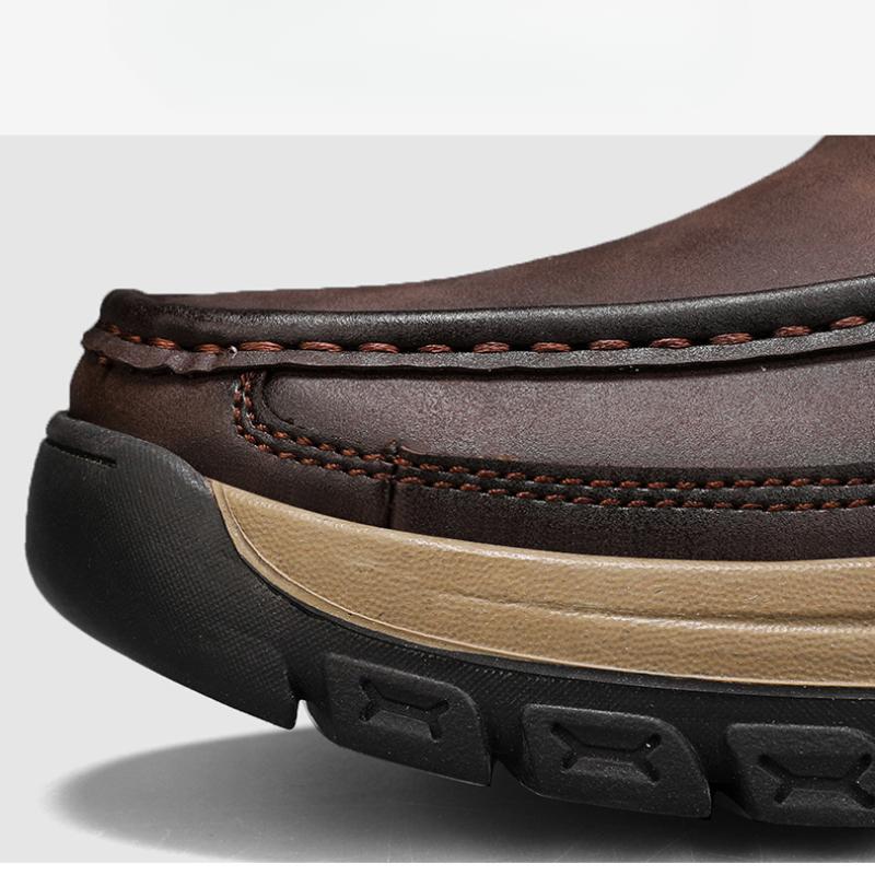 Herr Handgjorda Läderskor Casual Utomhus Slip On Loafers Flats Mockasiner Promenadskor