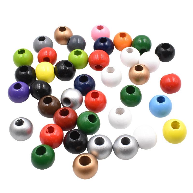 20pcs 20mm Colorful Round Wooden Beads for Craft Natual Painted Wood Spacer Loose Beads for Home Party Festival Decoration