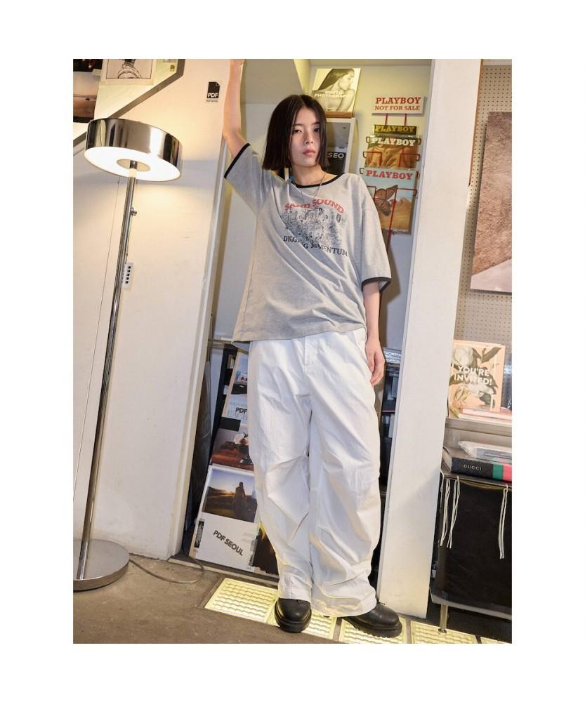 Saendeusaundeu (Unisex) Parachute Banding Pants White