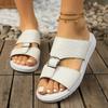 Casual slippers women's new summer fashion outer wear seaside beach sandals belt buckle one-word slippers