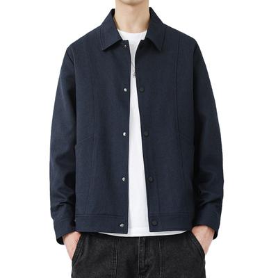 Black Jacket Men's Autumn and Winter New Style Mature Style Coat Lapel Casual Tops Loose Men's Fashion Trend