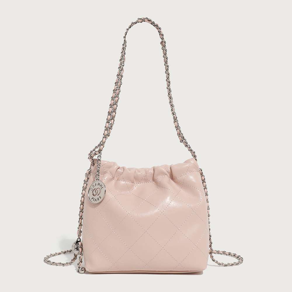 

Премиальная сумка 2025 новая модная на плечо подмышку сумка модная универсальная ромбовидная цепочка кроссбоди сумка-ведро для通勤 розовый