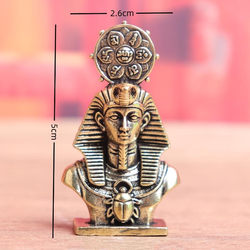 Solid Brass Vintage Ancient Egypt Pharaoh Sun Figurines Miniatures Desk Ornament Home Decoration Crafts