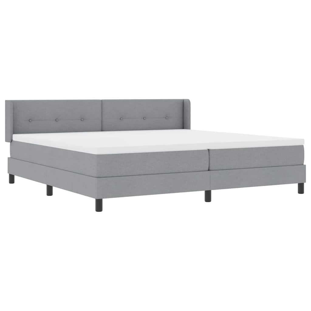 Box Spring Bed with Headboard Light Gray 200 X 200 Cm Fabric