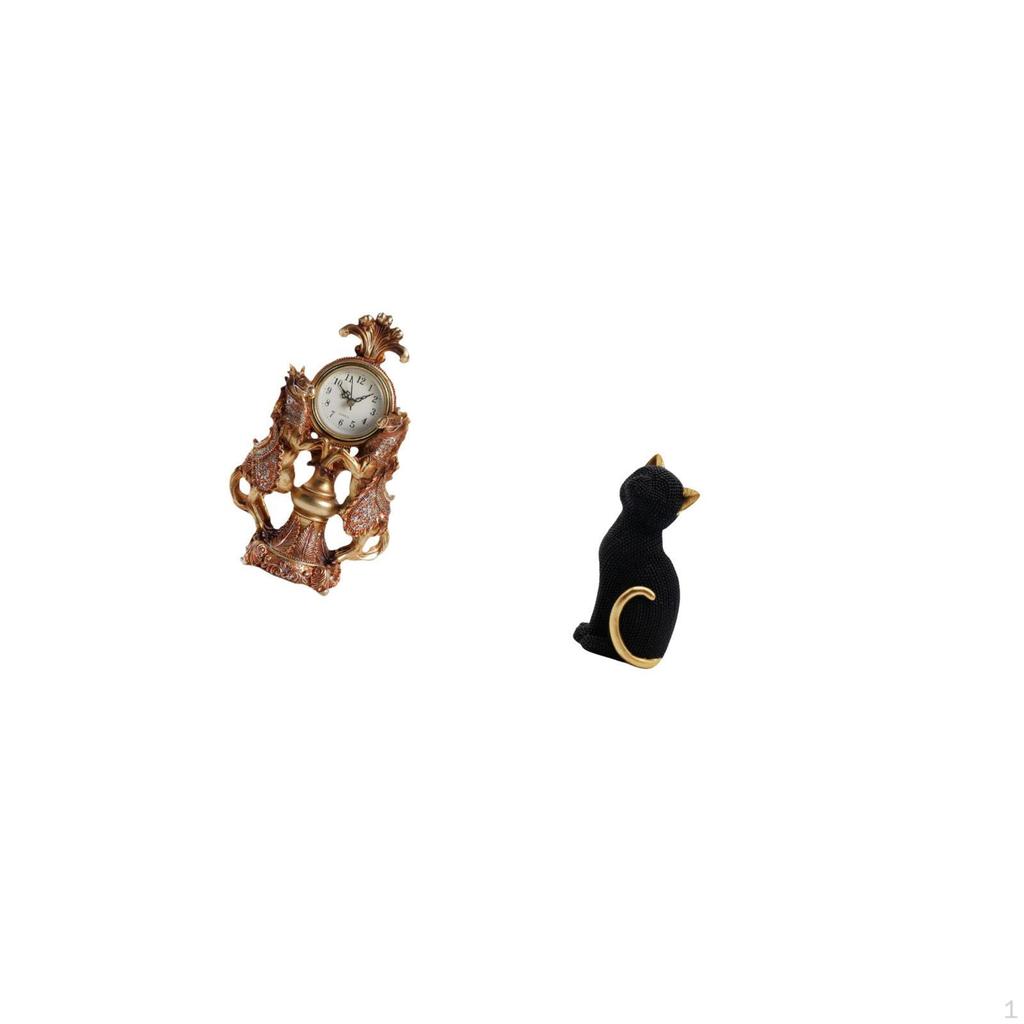 Elegant Animal Timepiece Sculpture Cat And Horse Resin Figurine Decorative Desktop Ornament for