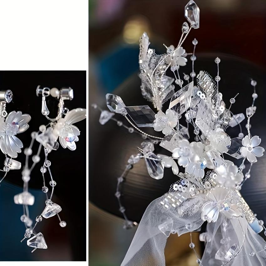 Bride Fashion Silk Crystal Bead Flower 1 Pair of Clips Forest Style Sweet Wedding Dress Headwear Side Clip Versatile Hair Accessories