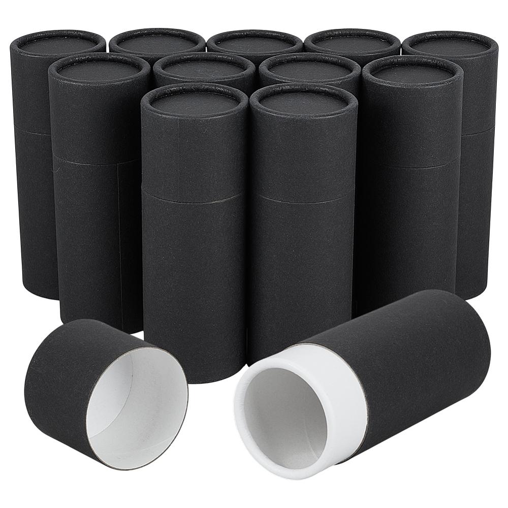 12 Stück Säulenförmige Kartonpapier Aufbewahrungsboxen für ätherische Ölflaschen mit Deckeln Schwarz 12,9x4,7cm