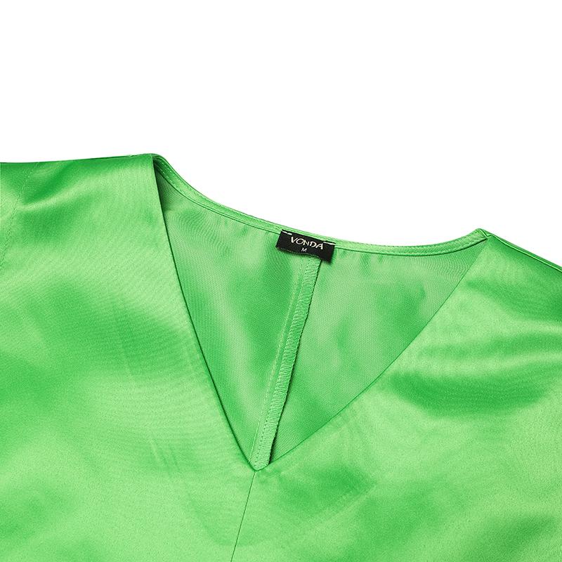 Plus Size Women Summer V Neck Short Batwing Sleeve Splits Baggy Satin Party Long Dress