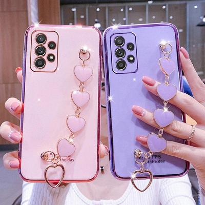 Para samsung a13 caso amor pulseira corrente chapeamento silicone caso para samsung galaxy a23 a33 a53 a73 a32 a12 a52 a72 a02s a31 coque