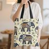Large Capacity Reusable Elephant Print Tote Bag Bohemia Women Shoulder Handbag Multi-Functional for Daily Use Shopping Bag